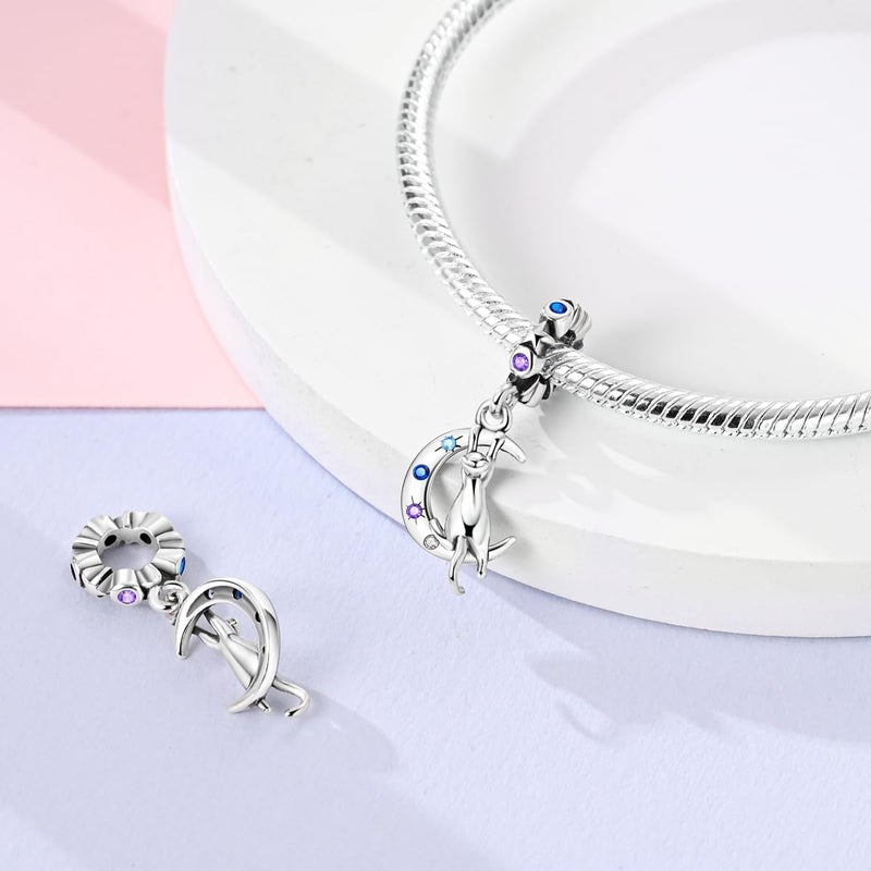 MULA 925 Sterling Silver Charms for Bracelets and Necklaces Family Letters Dangle Pendants Airplane Travel Beads Family Tree Jewelry Charms for Women - Image 2